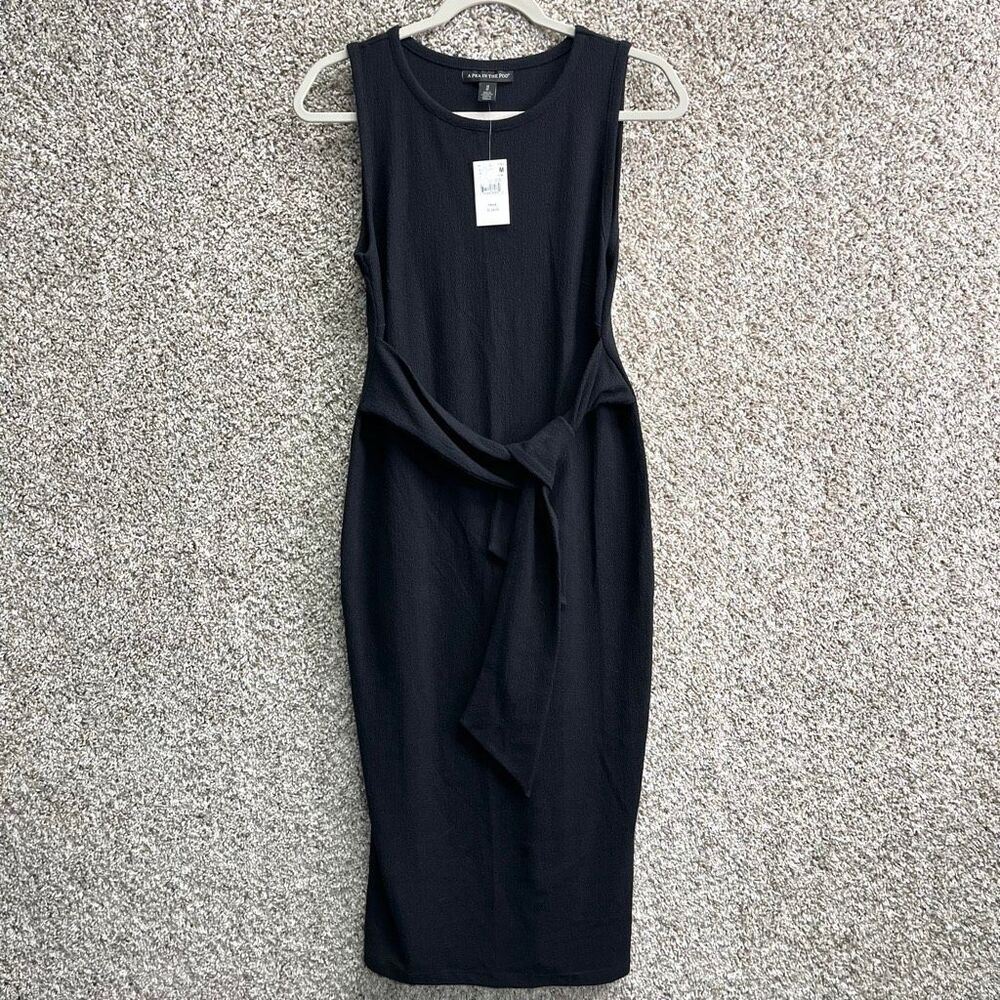 A Pea In The Pod Black Sleeveless Bodycon Midi Dress in Maternity Medium NWT